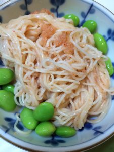 枝豆入り明太子マヨそうめん